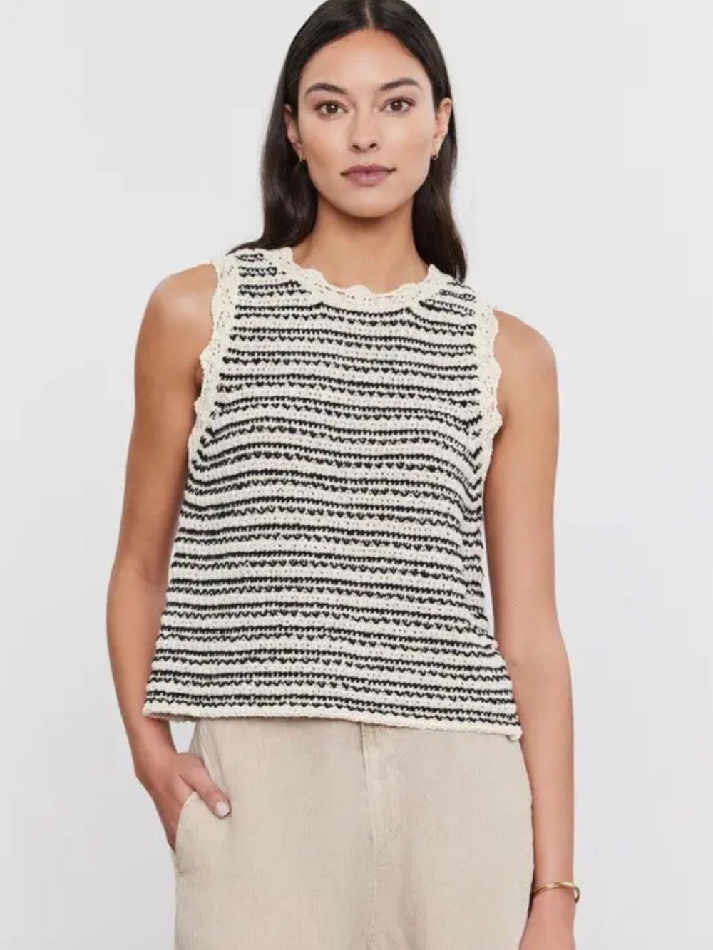 BOGO! Velvet by Graham & Spencer Sophie Crochet Sweater Vest Black Medium